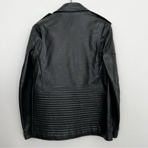 Leather Moto Biker Jacket - Picture 12 of 14